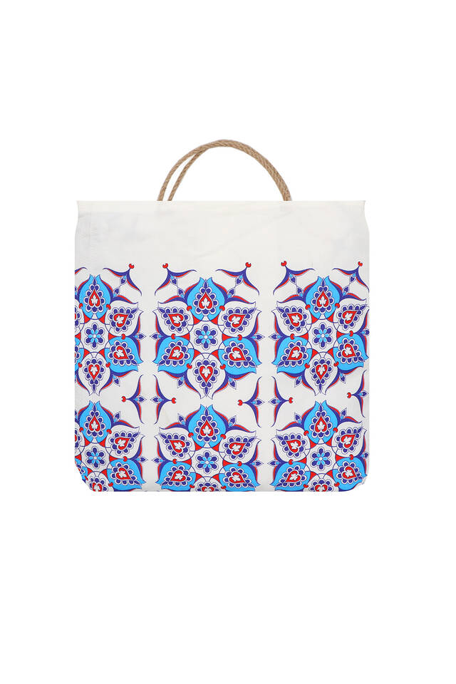 Turkuaz Kırmızı Baskılı Anadolu Desen Bornoz - 4