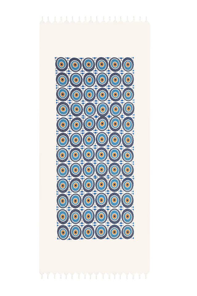 Turkuaz Gold Baskılı Büyük Nazar Desen Peştemal - 2