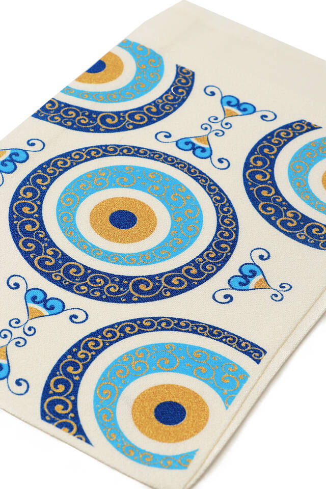 Turkuaz Gold Baskılı Büyük Nazar Desen Kese - 3