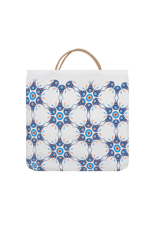 Turkuaz Gold Baskılı Küçük Nazar Desen Bornoz - 4