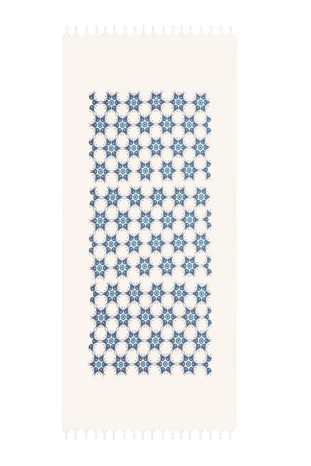 Turkuaz Gold Baskılı Küçük Nazar Desen Peştemal - 2