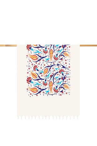 Sarı Kırmızı Baskılı Lale Desen Peştemal 