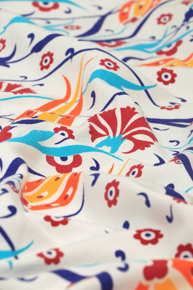 Sarı Kırmızı Baskılı Lale Desen Peştemal - 3