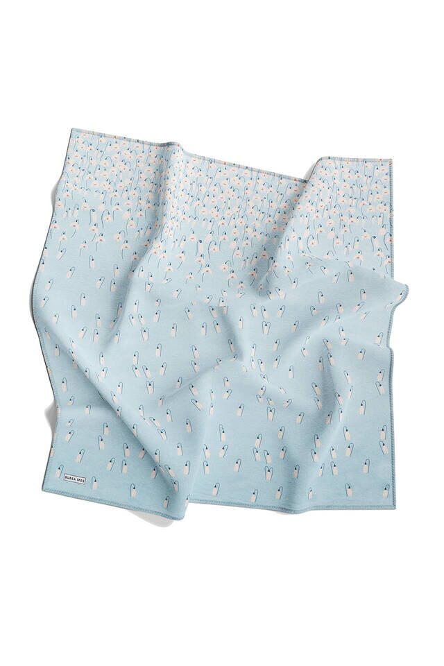 Bebe Blue Snowdrop Sura Silk Square Scarf - 4