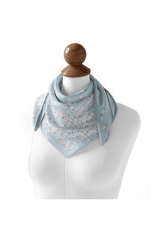 Bebe Blue Snowdrop Sura Silk Square Scarf - 3