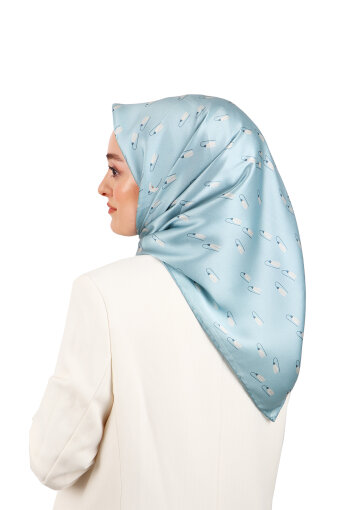 Bebe Blue Snowdrop Sura Silk Square Scarf 