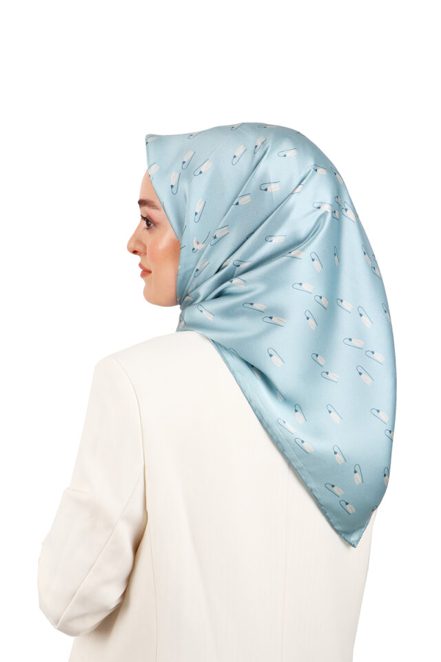 Bebe Blue Snowdrop Sura Silk Square Scarf 