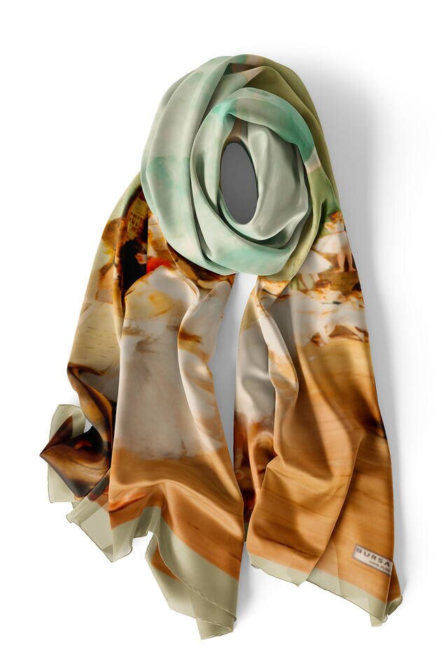 Beige Ballerina Silk Painting Foulard - 4