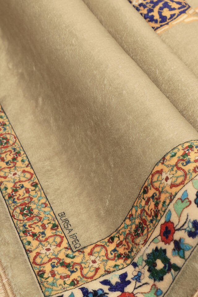 Beige Bamboo Carpet Prayer Rug - 2