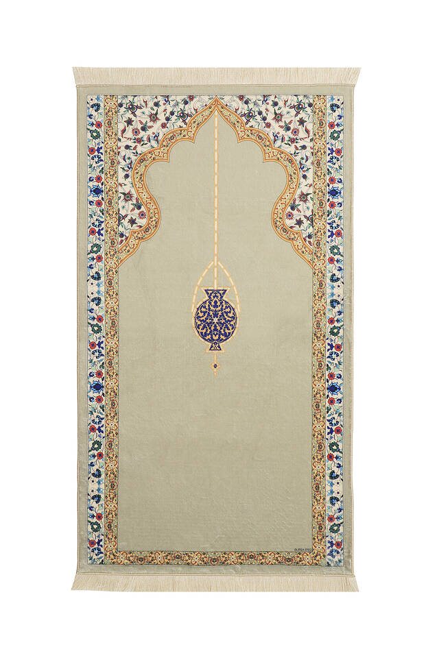 Beige Bamboo Carpet Prayer Rug - 1