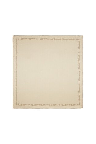 Beige Border Water Wave Silk Square Scarf 