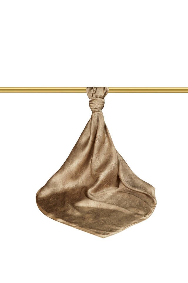 Beige Brush Silk Square Scarf - 2