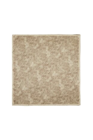 Beige Brush Silk Square Scarf 