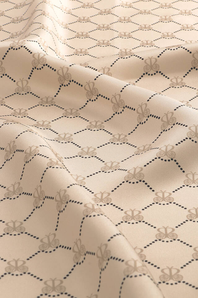 Beige Butterfly Monogram Twill Silk Square Scarf - 3