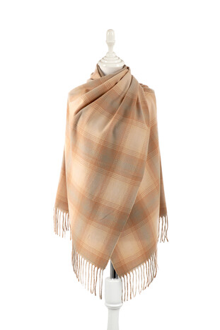 Beige Camel Patterned Winter Shawl 