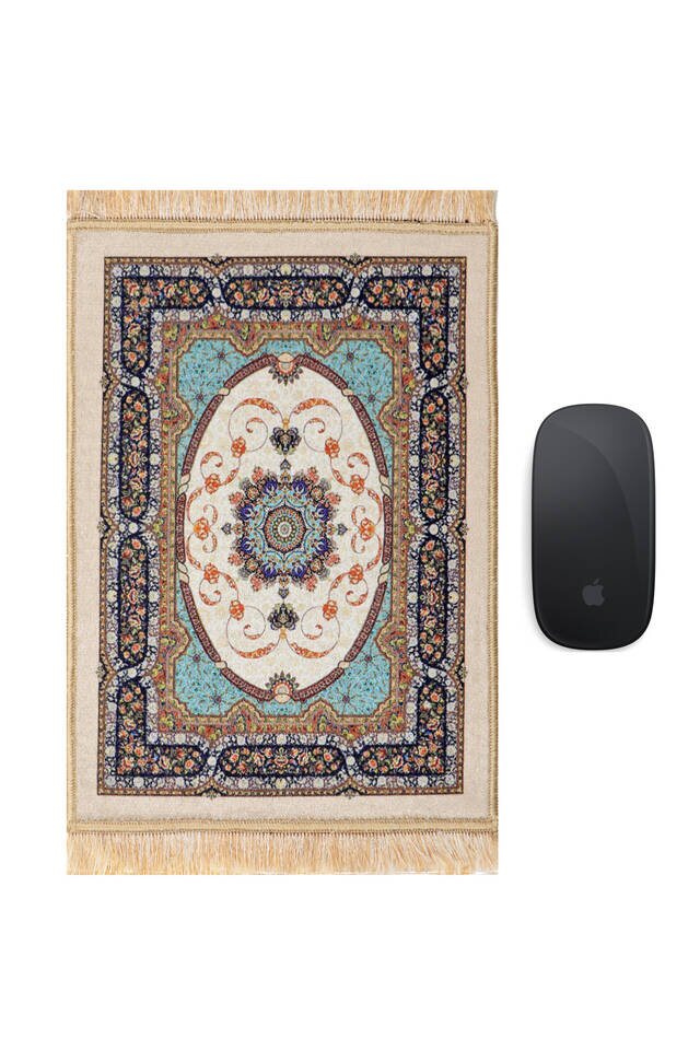 Beige Decorative Small Carpet Mousepad - Bursa İpek