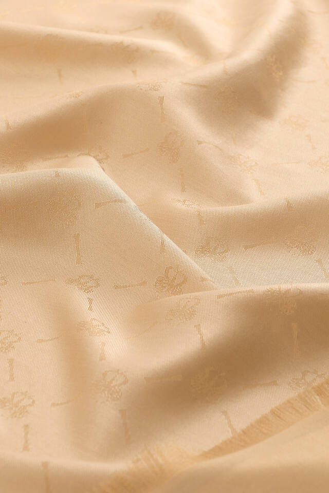 Beige Monogram Pattern Jacquard Silk Scarf - 4