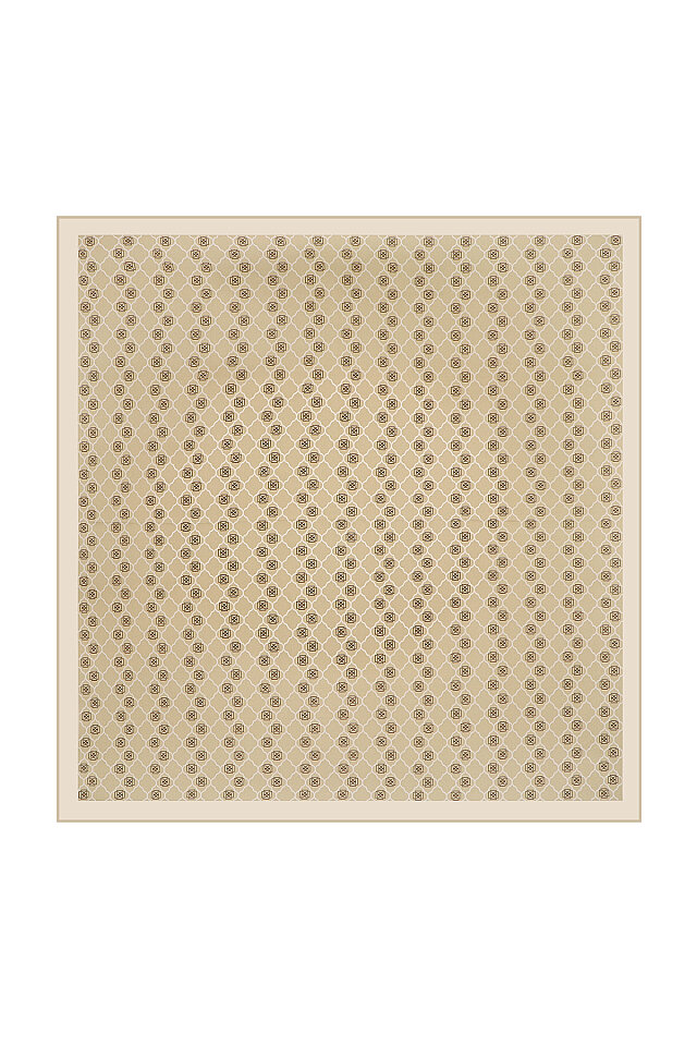 Beige Monogram Silk Square Scarf 