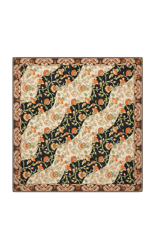 Beige Shawl Pattern Voile Silk Square Scarf - 2