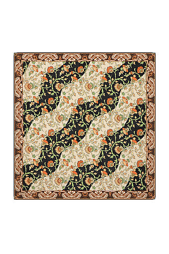Beige Shawl Pattern Voile Silk Square Scarf 