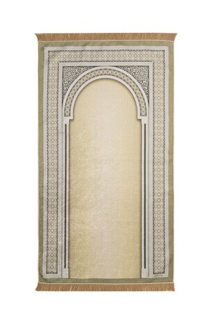 Beige Velvet Carpet Prayer Rug 