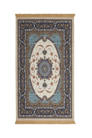 Beige Velvet Carpet Prayer Rug 