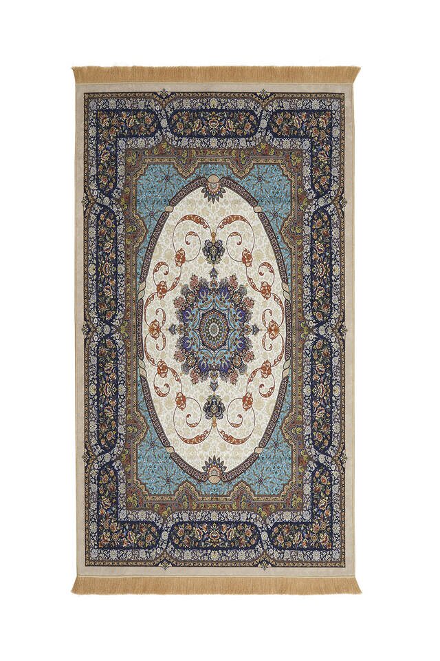 Beige Velvet Carpet Prayer Rug 
