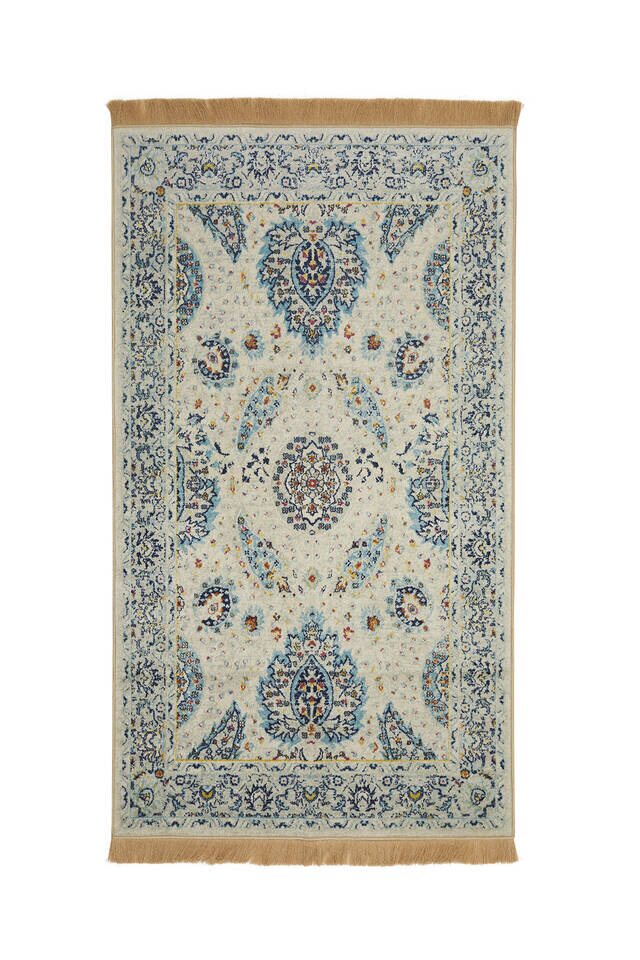 Beige Velvet Carpet Prayer Rug - Bursa İpek