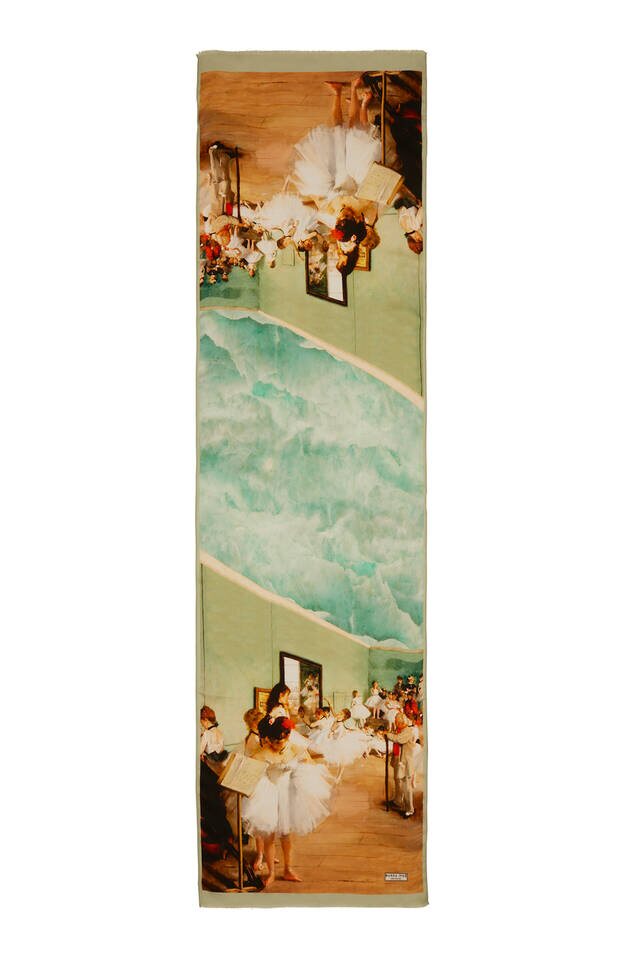 Bej Balerin İpek Tablo Fular - 5