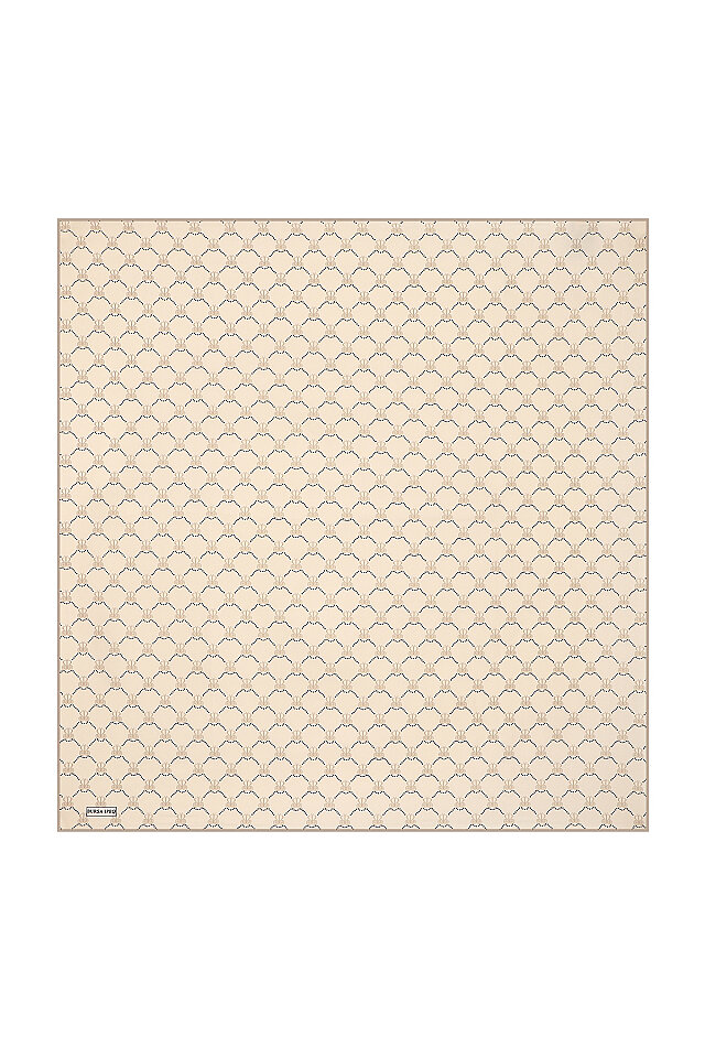 Bej Kelebek Monogram Twill İpek Eşarp 