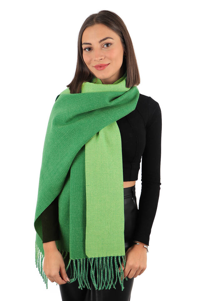 Benetton Green Double Sided Winter Shawl - 2