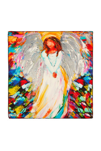 Beyaz Angel Desen İpek Mendil 