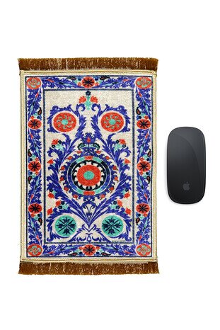 Beyaz Dekoratif Küçük Halı Mousepad 