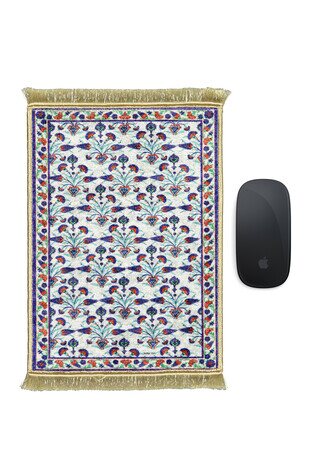 Beyaz Dekoratif Küçük Halı Mousepad 