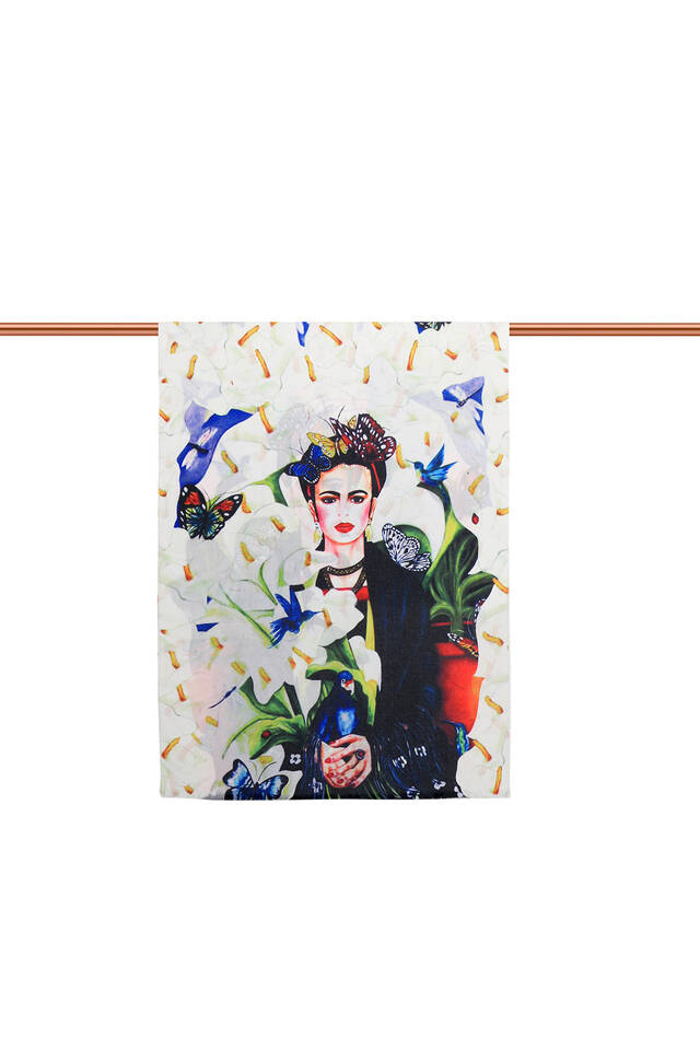 Beyaz Frida Desen Kışlık Şal - 3