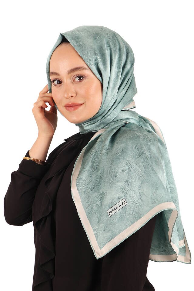 Mint Fırça Desen İpek Şal - 3