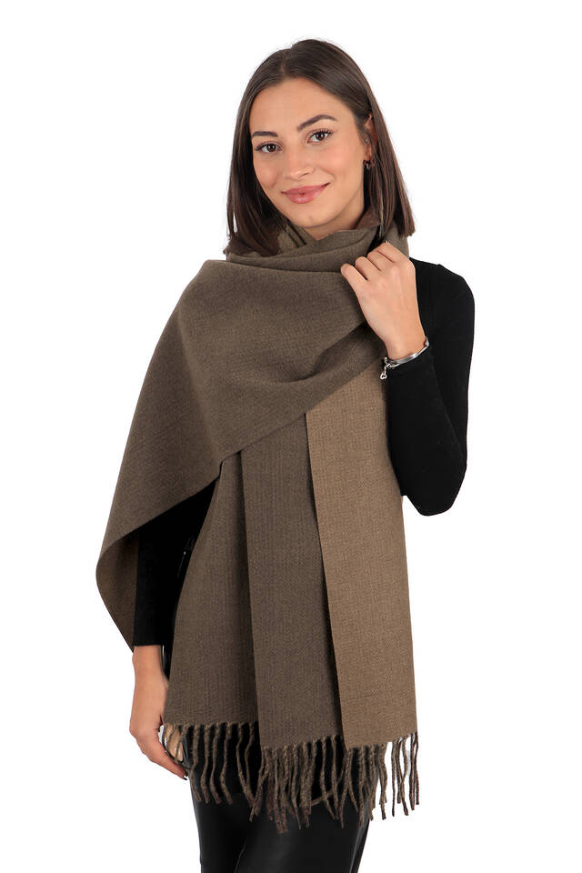 Bitter Brown Double Sided Winter Shawl - 2