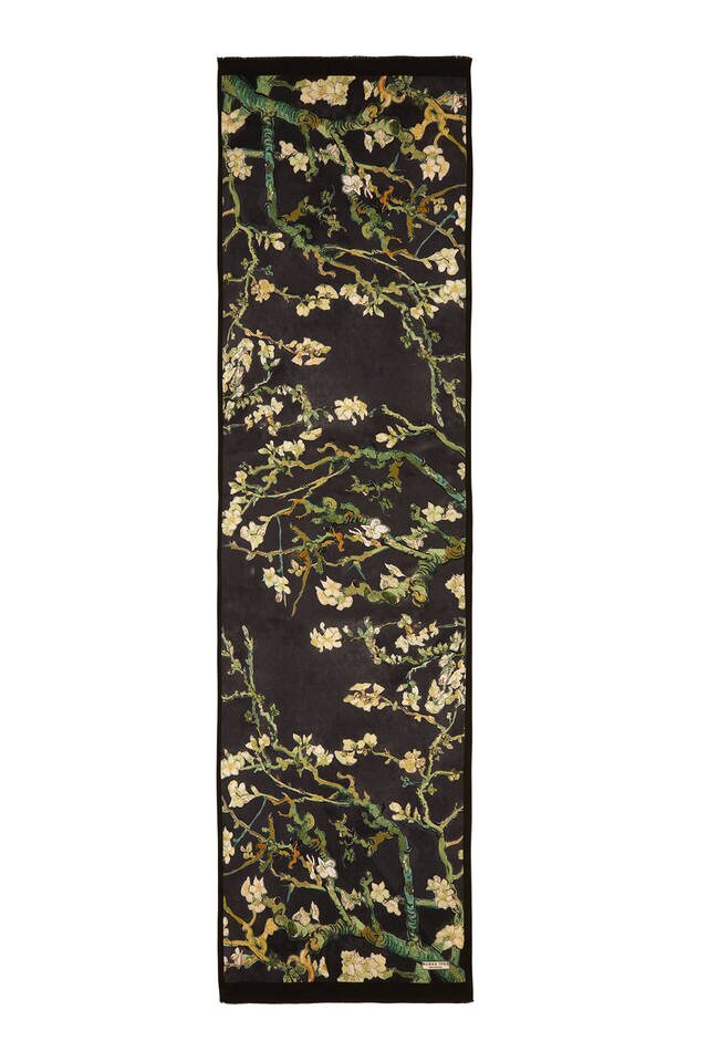 Black Almond Blossom Silk Foulard - 5