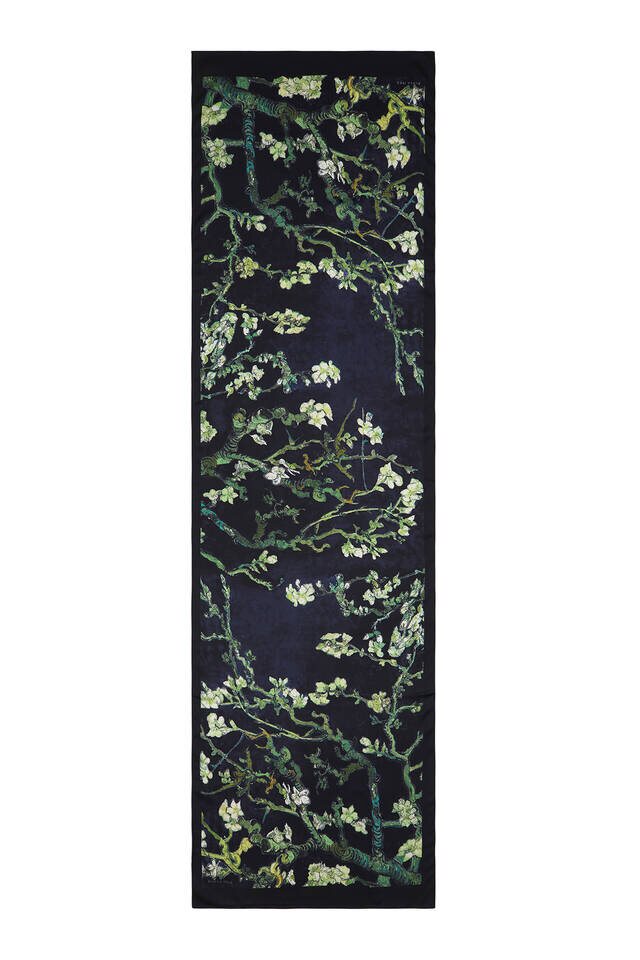 Black Almond Blossom Silky Foulard - 4