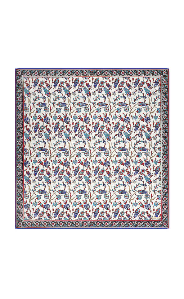 Black Anatolian Pattern Soft Square Scarf 