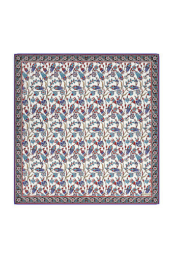 Black Anatolian Pattern Soft Square Scarf 