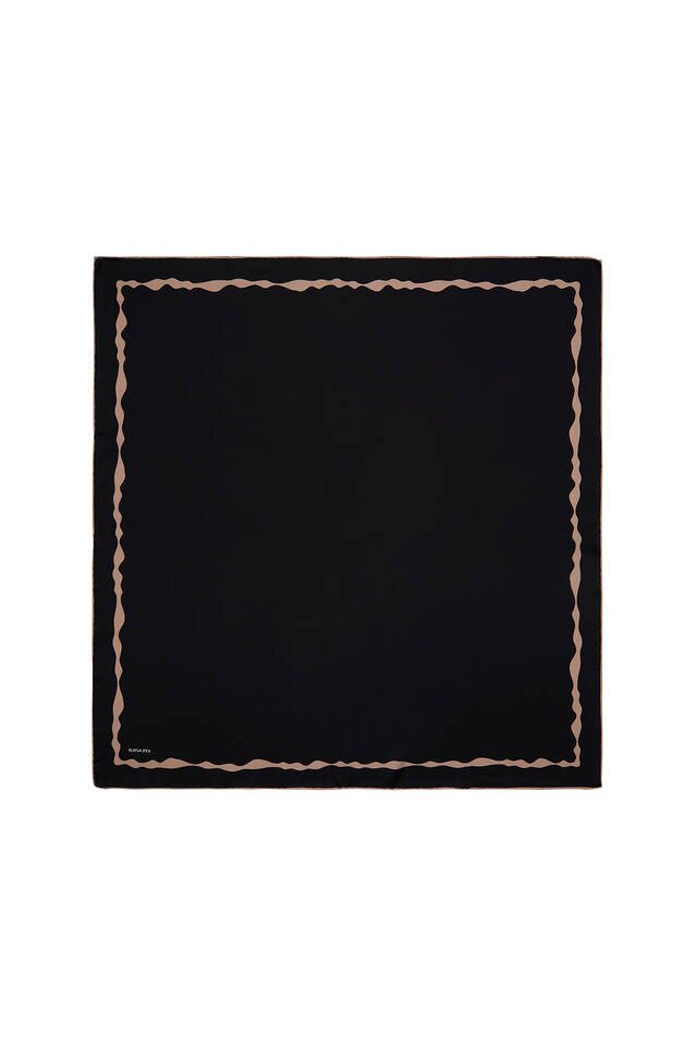 Black Border Water Wave Silk Square Scarf 