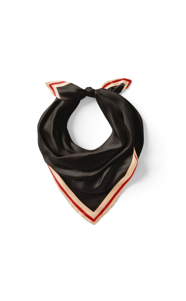 Black Bordered Plain Silk Pocket Square - Bursa İpek