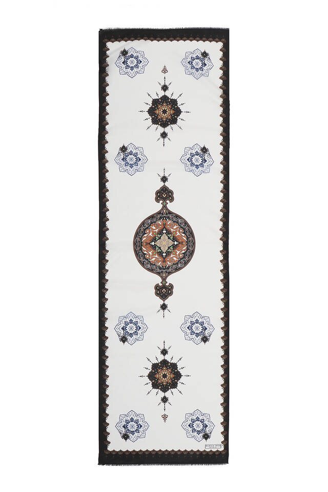 Black Brown Belly Voile Silk Foulard - 4