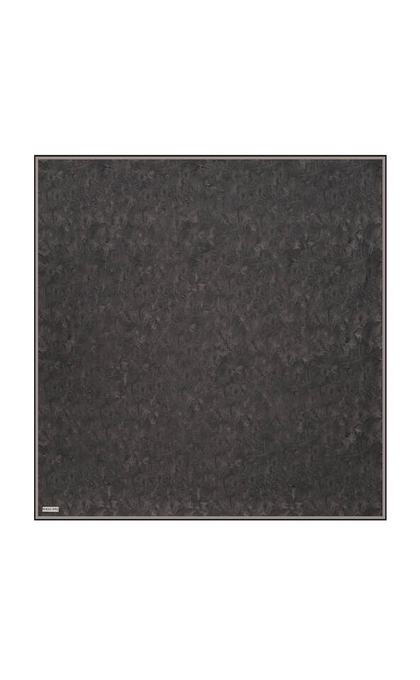Black Brush Pattern Twill Silk Square Scarf - 1
