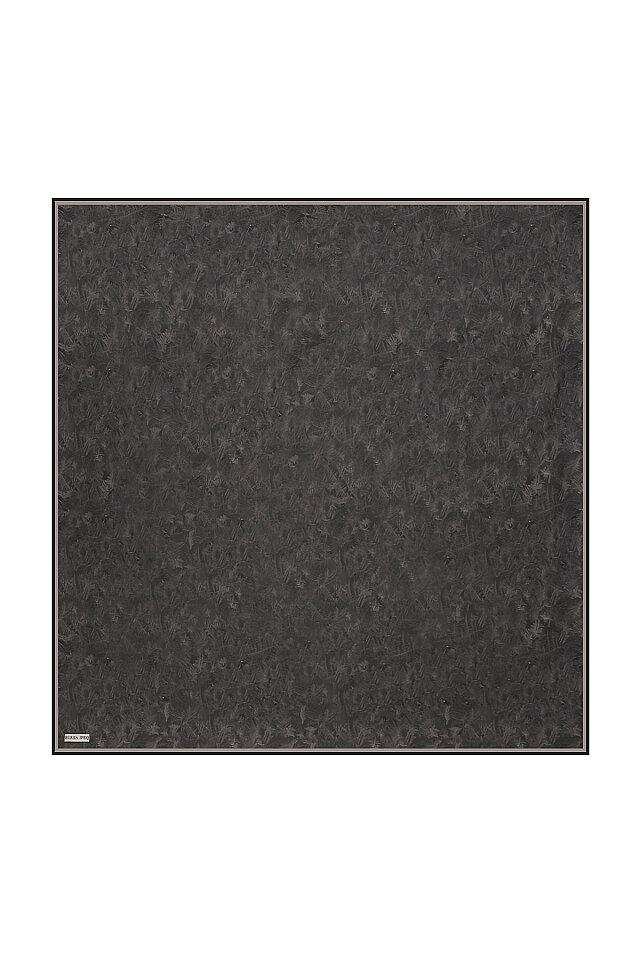 Black Brush Pattern Twill Silk Square Scarf - 1