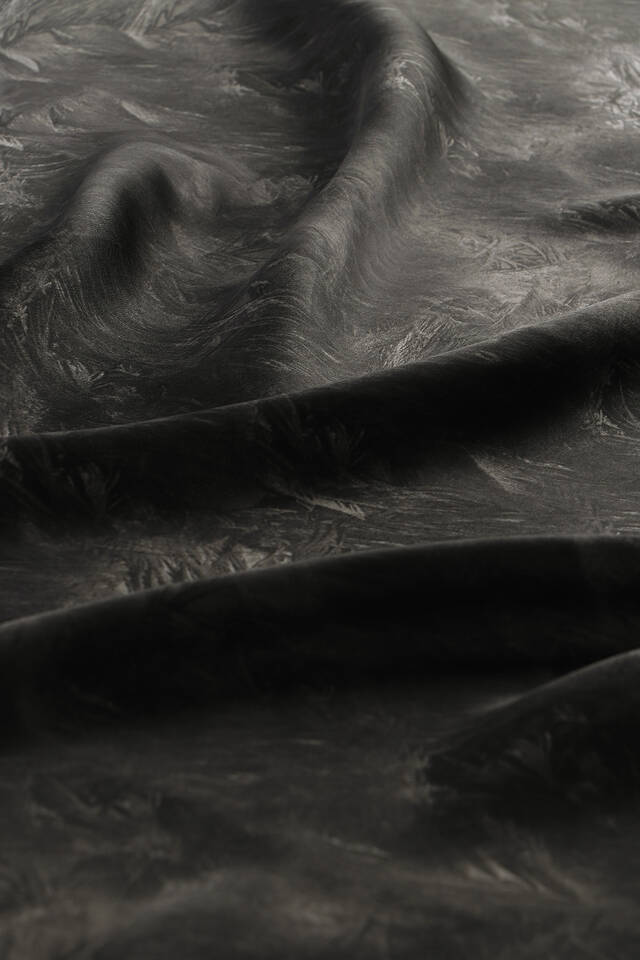 Black Brush Silk Square Scarf - 3