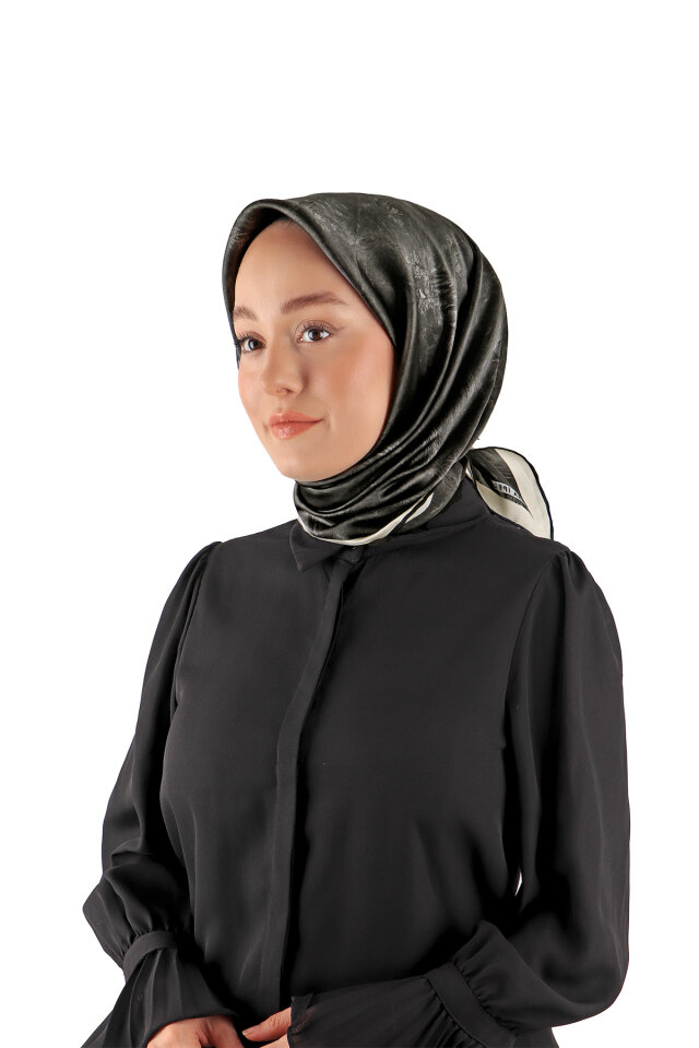 Black Brush Silk Square Scarf - Bursa İpek