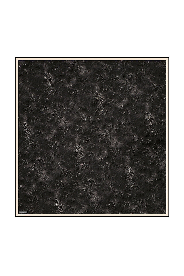 Black Brush Silk Square Scarf - 1