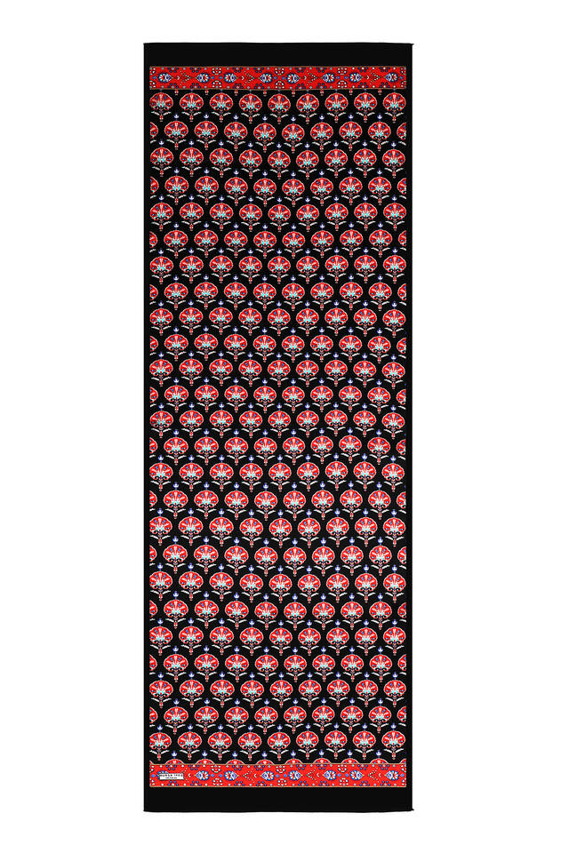 Black Carnation Pattern Silk Foulard - 4